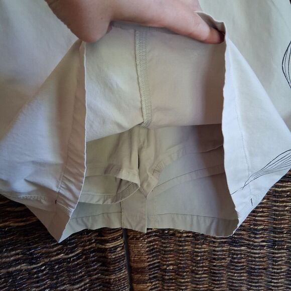 Title Nine Leaf Print Skirt Women 6 Tan Athleisure Skort Gorpcore Hiking Camping - Picture 5 of 10